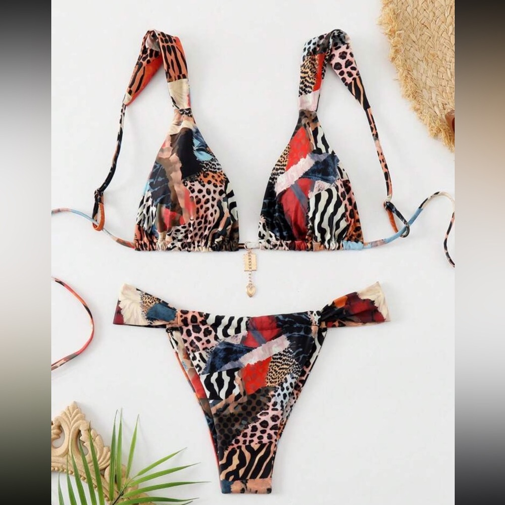 Multicolor Animal Print Bikini Set